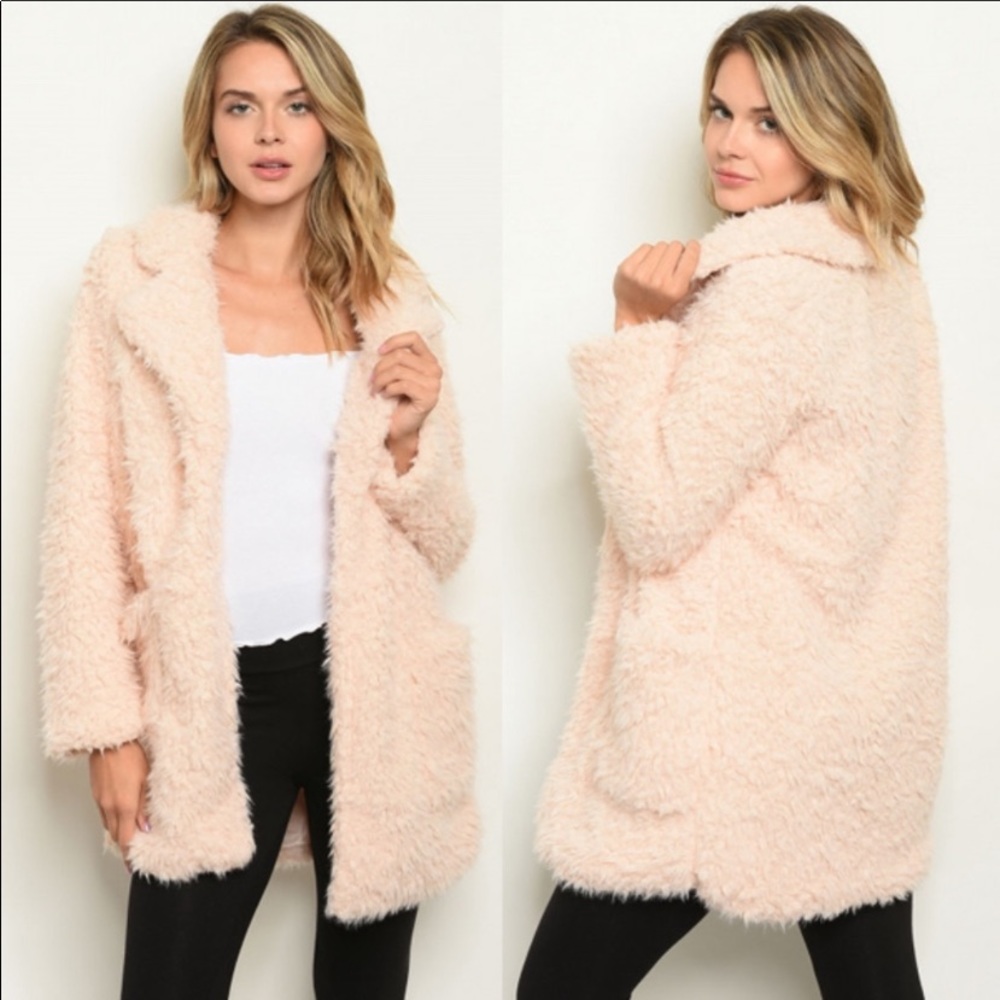 Cozy Teddy Bear coat - 1 left! - peach M - Picture 1 of 8